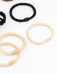 Neutral & Black Mixed Hair Tie Set - link has visual effect only