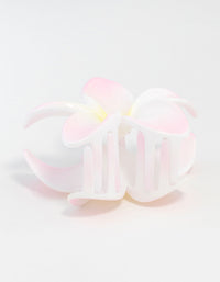 White Plastic Frangipani Flower Claw Clip - link has visual effect only