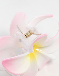 White Plastic Frangipani Flower Claw Clip - link has visual effect only