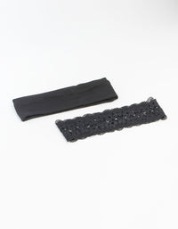 Black Plain & Lace Headbands 2-Pack - link has visual effect only