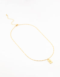 Gold Plated Diamante Rectangle Tag Necklace - link has visual effect only