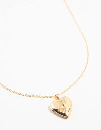 Gold Plated Celestial Heart Locket Necklace - link has visual effect only