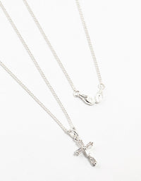 Silver Plated Wing & Diamante Cross Necklace - link has visual effect only