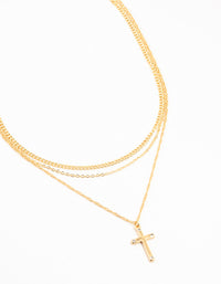 Gold Plated Diamante Cross Necklaces 3-Pack - link has visual effect only