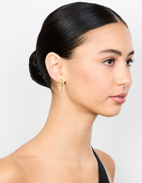 Waterproof Gold Plated Stainless Steel Two Layered Hoop Earrings - link has visual effect only