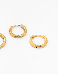 Gold Plated Stainless Steel Medium Hoop Earrings 2-Pack - link has visual effect only