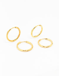 Gold Plated Stainless Steel Mini Hoop Earrings 2-Pack - link has visual effect only