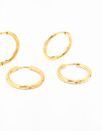 Gold Plated Stainless Steel Mini Hoop Earrings 2-Pack - link has visual effect only