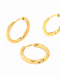 Waterproof Gold Plated Waterproof Stainless Steel Small Hoop Earrings 2-Pack - link has visual effect only