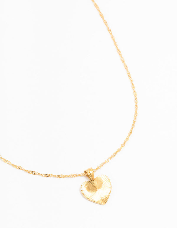 Waterproof Gold Plated Stainless Steel Heart Pendant Necklace