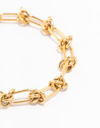 Waterproof Gold Plated Stainless Steel Knotted Chain Bracelet - link has visual effect only