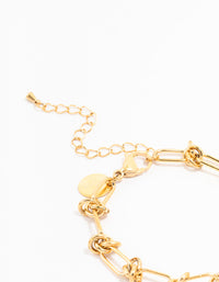 Waterproof Gold Plated Stainless Steel Knotted Chain Bracelet - link has visual effect only