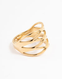 Waterproof Gold Plated Stainless Steel Crossover Ring - link has visual effect only