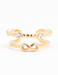 Waterproof Gold Plated Stainless Steel Infinity Tier Ring - link has visual effect only