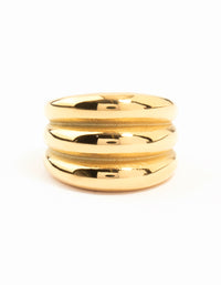 Waterproof Gold Plated Stainless Steel Stacked Cocktail Ring - link has visual effect only