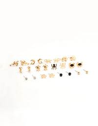 Gold Mixed Creatures Earrings 12-Pack - link has visual effect only