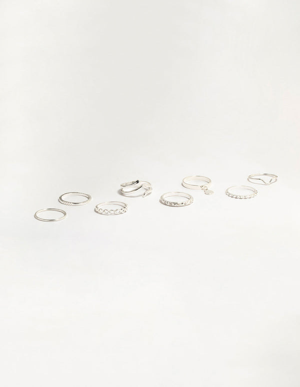 Silver Swirl Mixed Stacking Rings