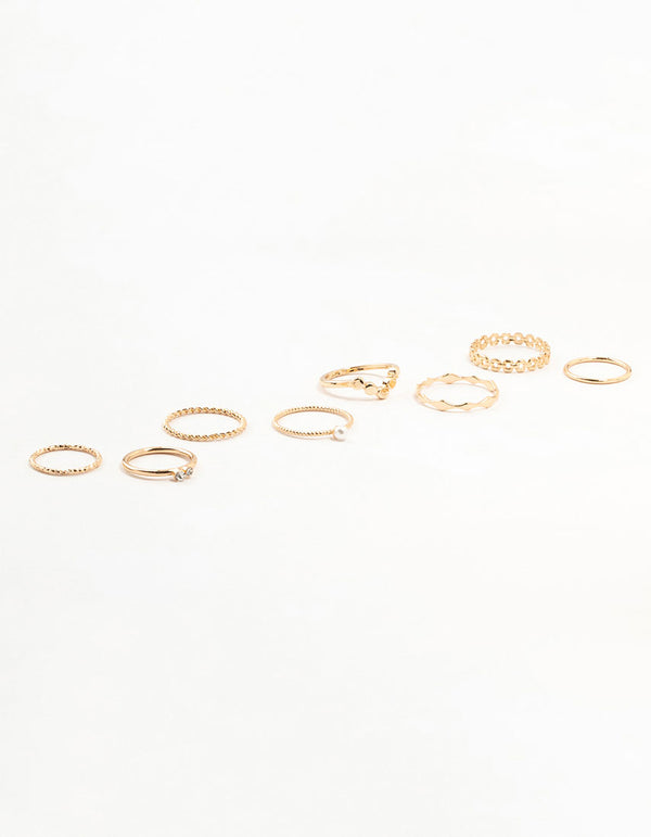 Gold Thin Mixed Stacking Rings