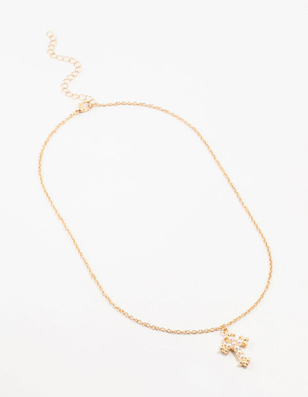 Gold Pearl Cross Necklace - Lovisa