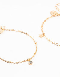 Gold Diamante Star Bracelets 2-Pack - link has visual effect only