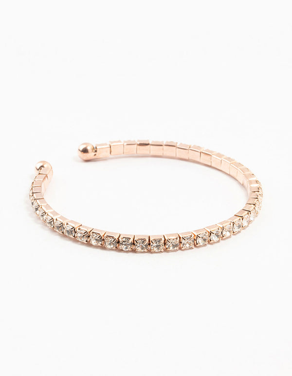 Rose Gold Diamante Cup Chain Wrist Cuff