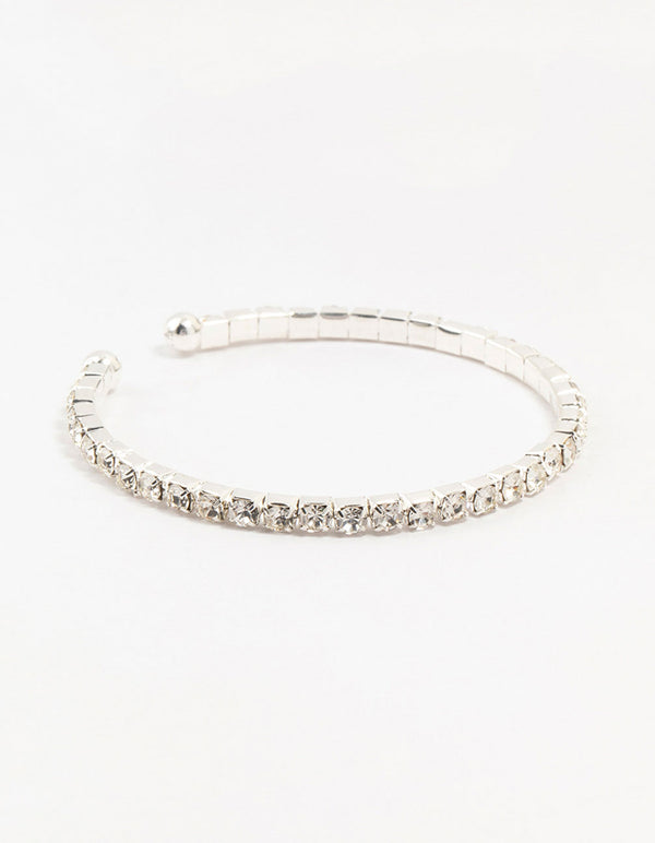 Silver Diamante Cup Chain Wrist Cuff