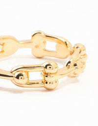 Gold Plated Stainless Steel Chain Ring - link has visual effect only