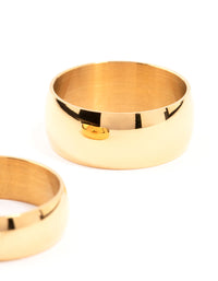 Gold Plated Stainless Steel Stacking Rings 2-Pack - link has visual effect only