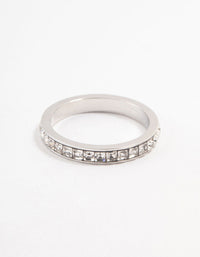 Stainless Steel Cubic Zirconia Band Ring - link has visual effect only