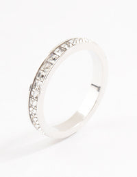 Stainless Steel Cubic Zirconia Band Ring - link has visual effect only