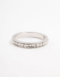 Stainless Steel Cubic Zirconia Band Ring - link has visual effect only