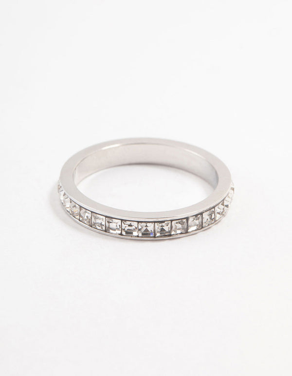 Stainless Steel Cubic Zirconia Band Ring