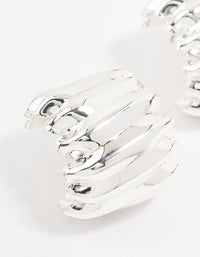 Silver Plated Textured Hoop Earrings - link has visual effect only