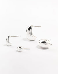 Silver Plated Teardrop Stud Earrings 2-Pack - link has visual effect only