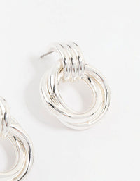 Silver Plated Circle Drop Stud Earrings - link has visual effect only