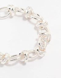 Silver Plated Knotted Chain Bracelet - link has visual effect only