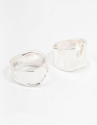 Silver Plated Large Molten Rings 2-Pack - link has visual effect only