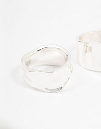 Silver Plated Large Molten Rings 2-Pack - link has visual effect only