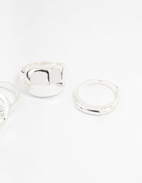 Silver Plated Bold Molten Rings 4-Pack - link has visual effect only