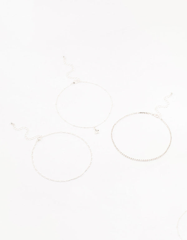 Silver Cupchain Butterfly Chokers 3-Pack