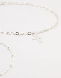 Silver Ball Chain Cross Chokers 3-Pack - link has visual effect only