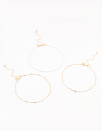 Gold Pearl Tab Chain Chokers 3-Pack - link has visual effect only