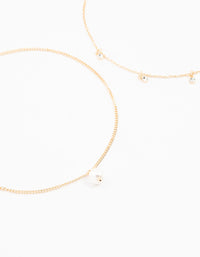 Gold, Pearl & Diamante Droplet Chokers 3-Pack - link has visual effect only