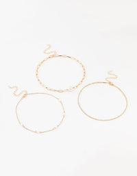 Gold Cupchain Pearl Chokers 3-Pack - link has visual effect only