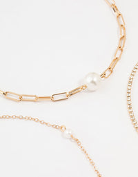 Gold Cupchain Pearl Chokers 3-Pack - link has visual effect only