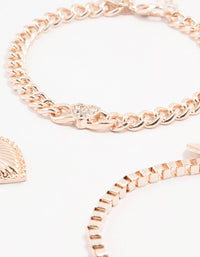 Rose Gold Diamante T & O Heart Bracelets 4-Pack - link has visual effect only