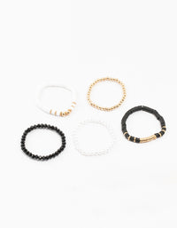 Gold Pearl & Disc Bracelets 5-Pack - link has visual effect only