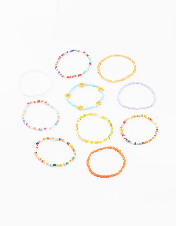 Beaded Daisy Stretch Bracelets 10-Pack