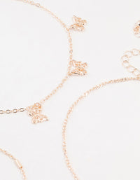 Rose Gold Tab Butterfly Anklets 3-Pack - link has visual effect only