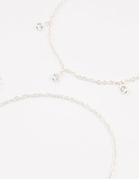 Silver Ball Chain Diamante Drop Anklets 3-Pack - link has visual effect only